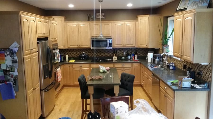 Kitchen Cabinetry Painting Before - Pj'S Painting, Llc